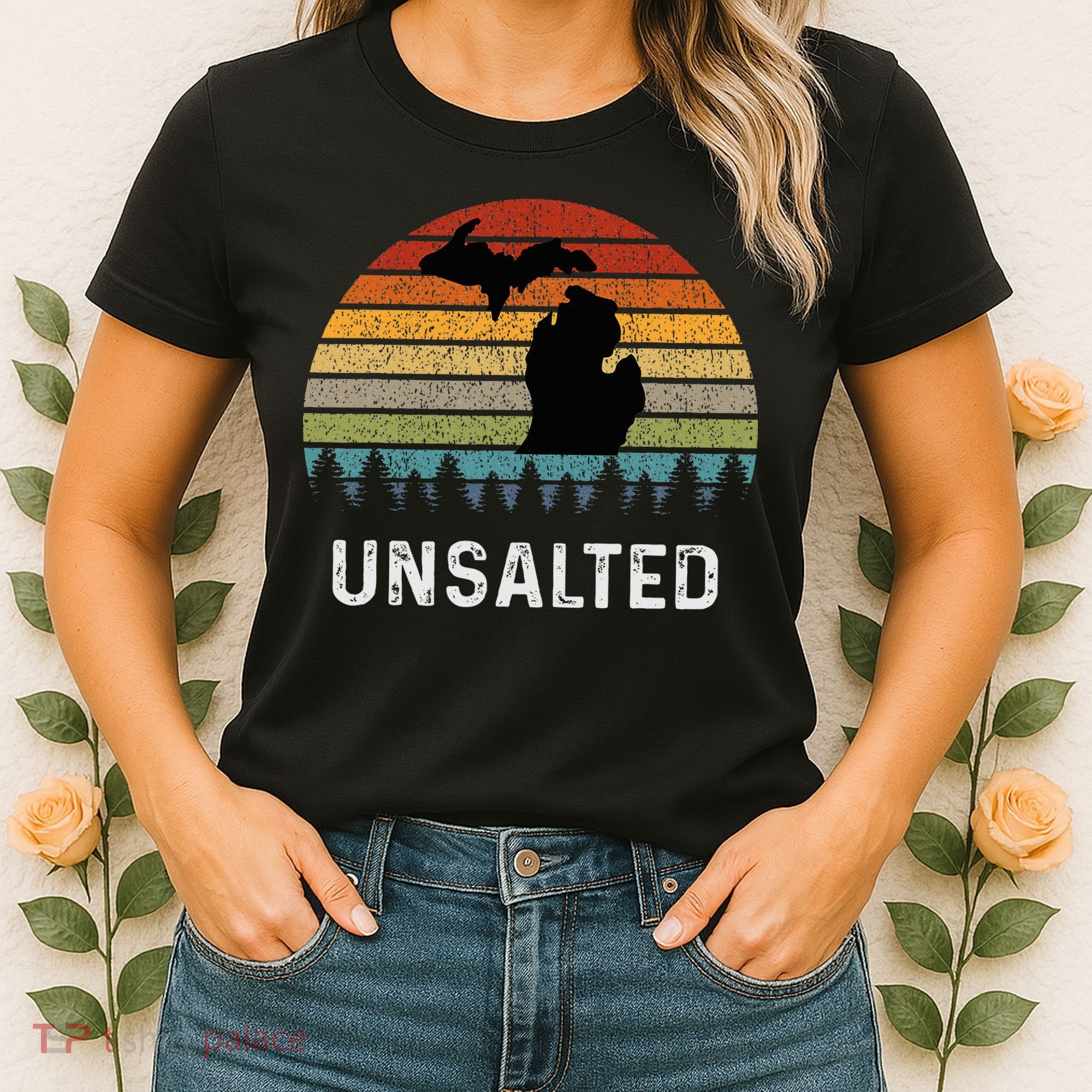 Unsalted Michigan Great Lakes Mi Retro Women's T-Shirt