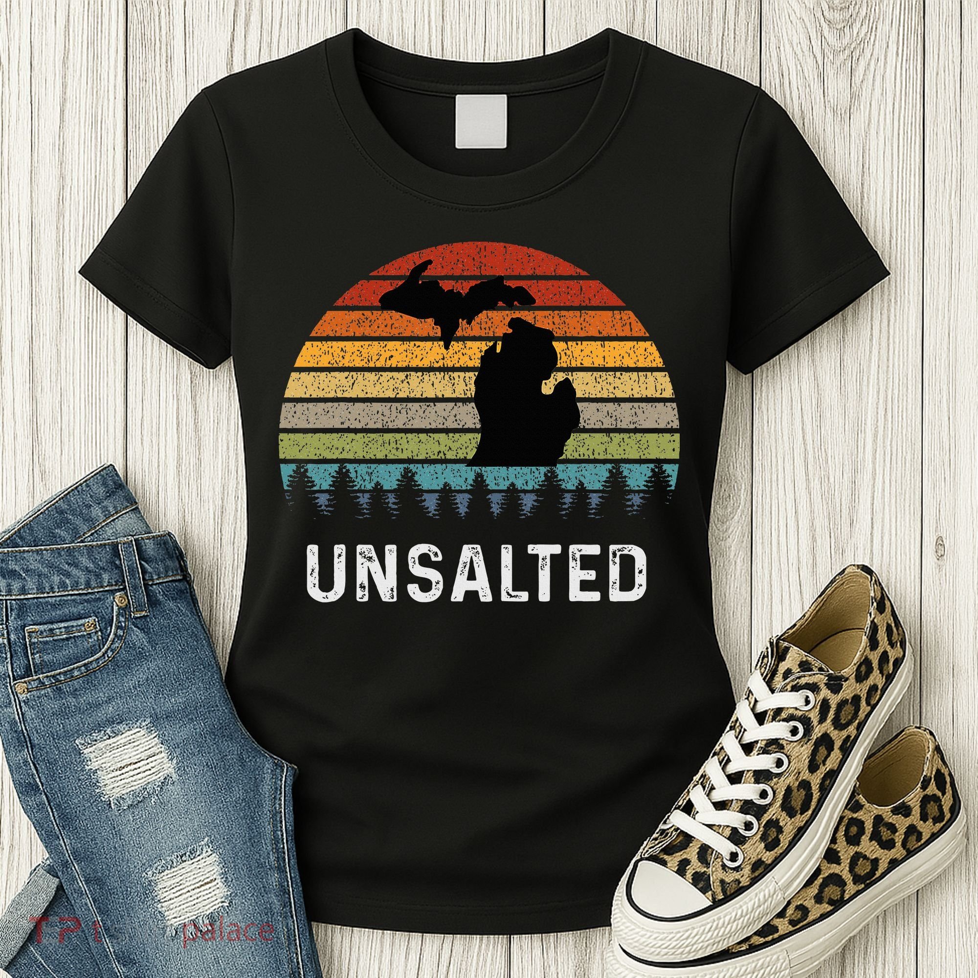 Unsalted Michigan Great Lakes Mi Retro Women's T-Shirt