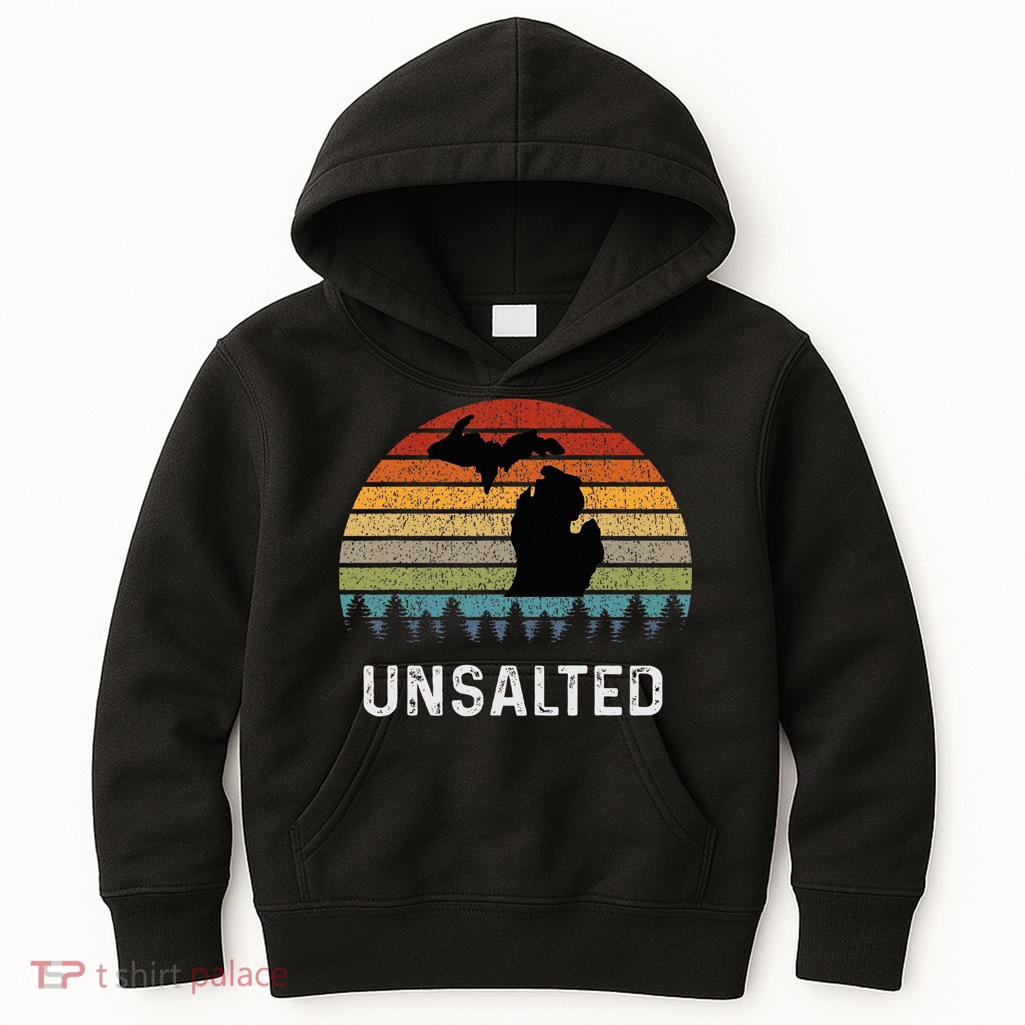 Unsalted Michigan Great Lakes Mi Retro Kids Hoodie
