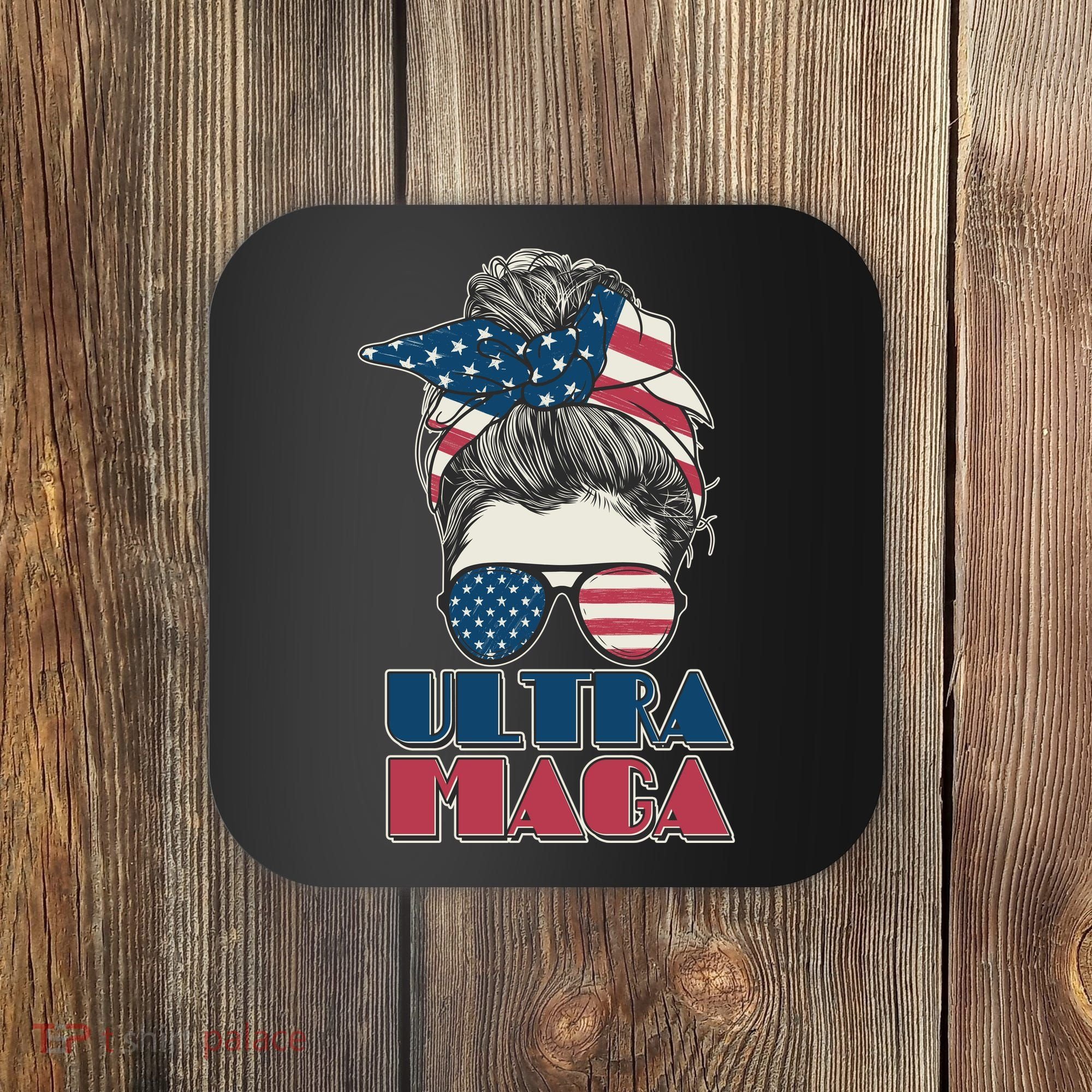 Ultra Maga Hair Bun Woman Coaster