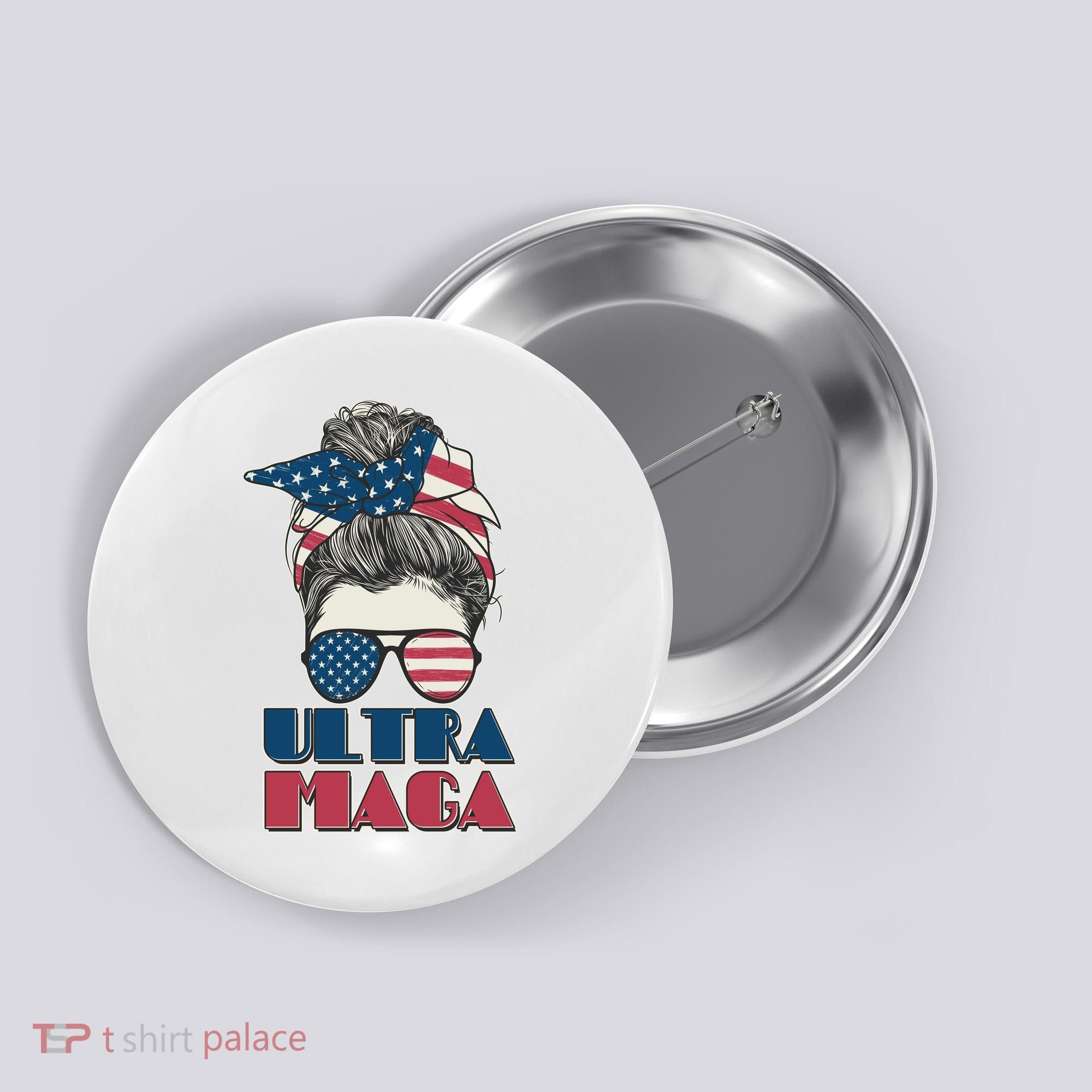 Ultra Maga Hair Bun Woman Button