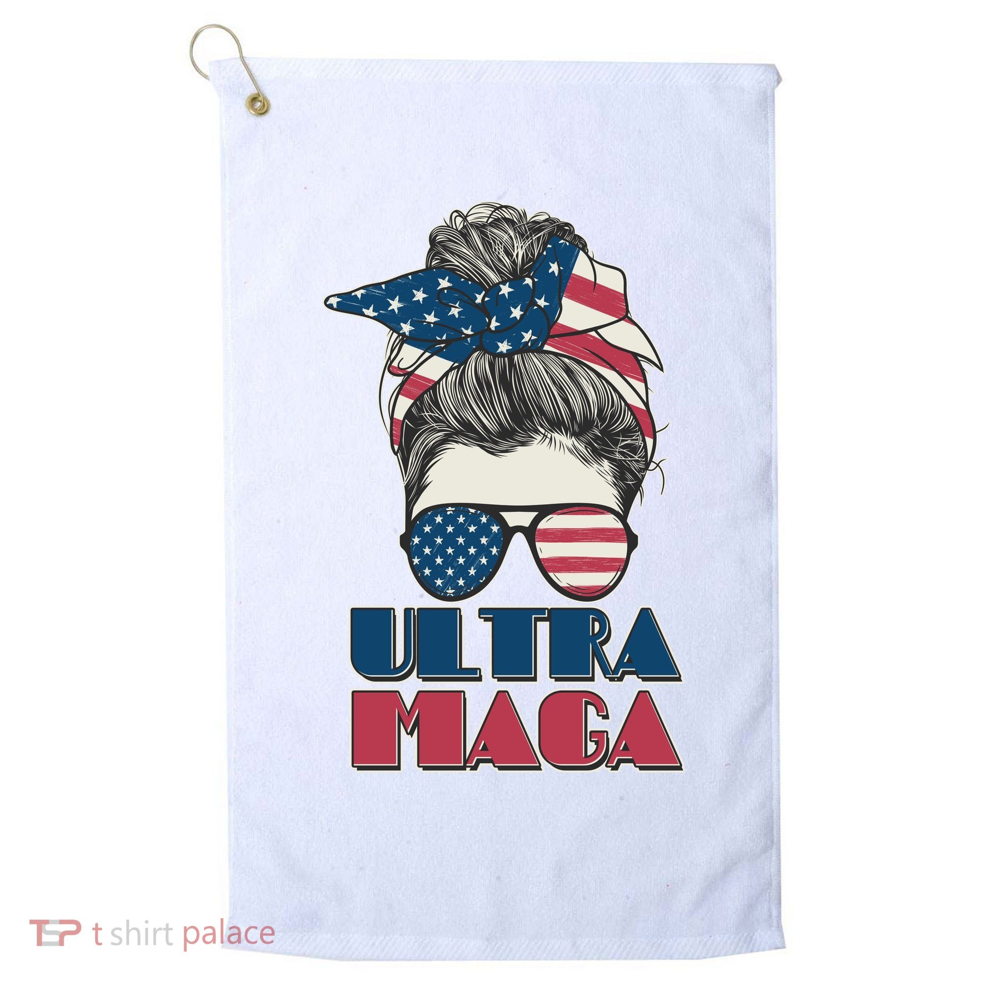 Ultra Maga Hair Bun Woman Golf Towel
