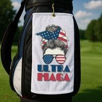 Ultra Maga Hair Bun Woman Golf Towel thumb 2