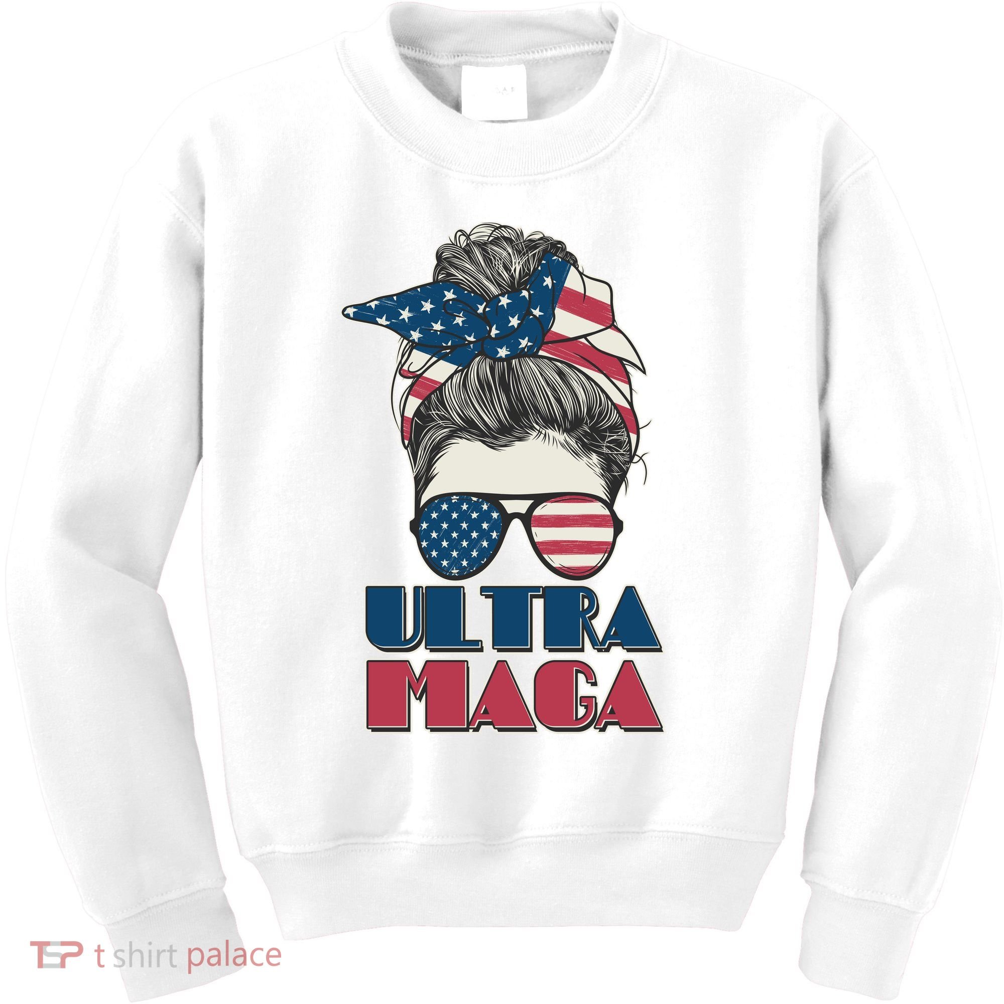 Ultra Maga Hair Bun Woman Kids Sweatshirt