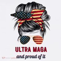 Ultra Maga Mama Girl Gift Proud Messy Bun American Flag Cute Gift Long Sleeve Shirt thumb 2