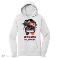 Ultra Maga Mama Girl Gift Proud Messy Bun American Flag Cute Gift Women's Hoodie thumb 0