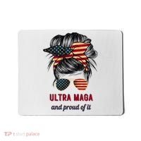 Ultra Maga Mama Girl Gift Proud Messy Bun American Flag Cute Gift Mousepad thumb 0