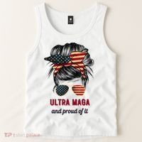 Ultra Maga Mama Girl Gift Proud Messy Bun American Flag Cute Gift Tank Top thumb 2