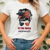 Ultra Maga Mama Girl Gift Proud Messy Bun American Flag Cute Gift Women's T-Shirt thumb 2