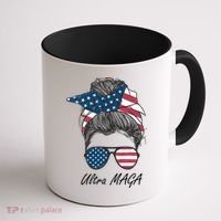Ultra MAGA Messy Bun Parody Trump 2024 Anti Biden Coffee Mug thumb 1