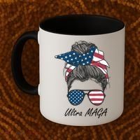 Ultra MAGA Messy Bun Parody Trump 2024 Anti Biden Coffee Mug thumb 2