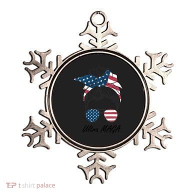 Ultra MAGA Messy Bun Parody Trump 2024 Anti Biden Ornament