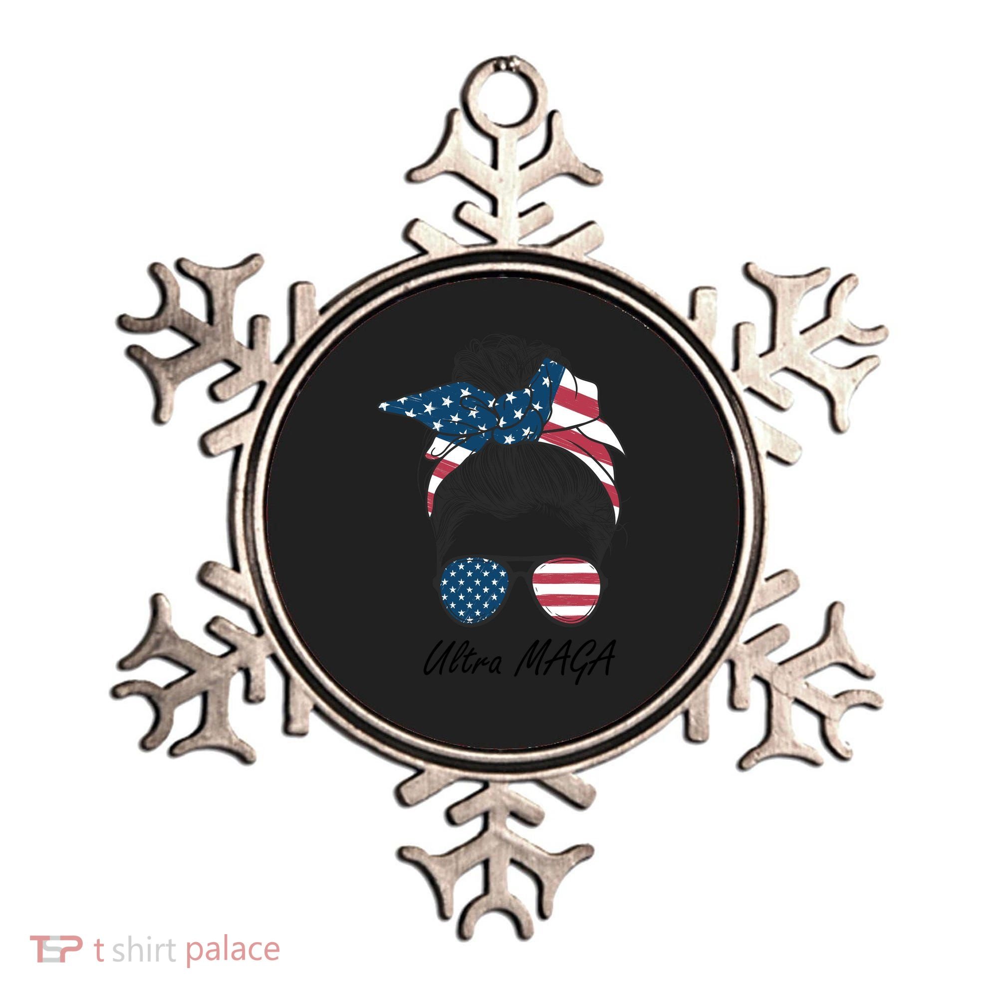 Ultra MAGA Messy Bun Parody Trump 2024 Anti Biden Ornament