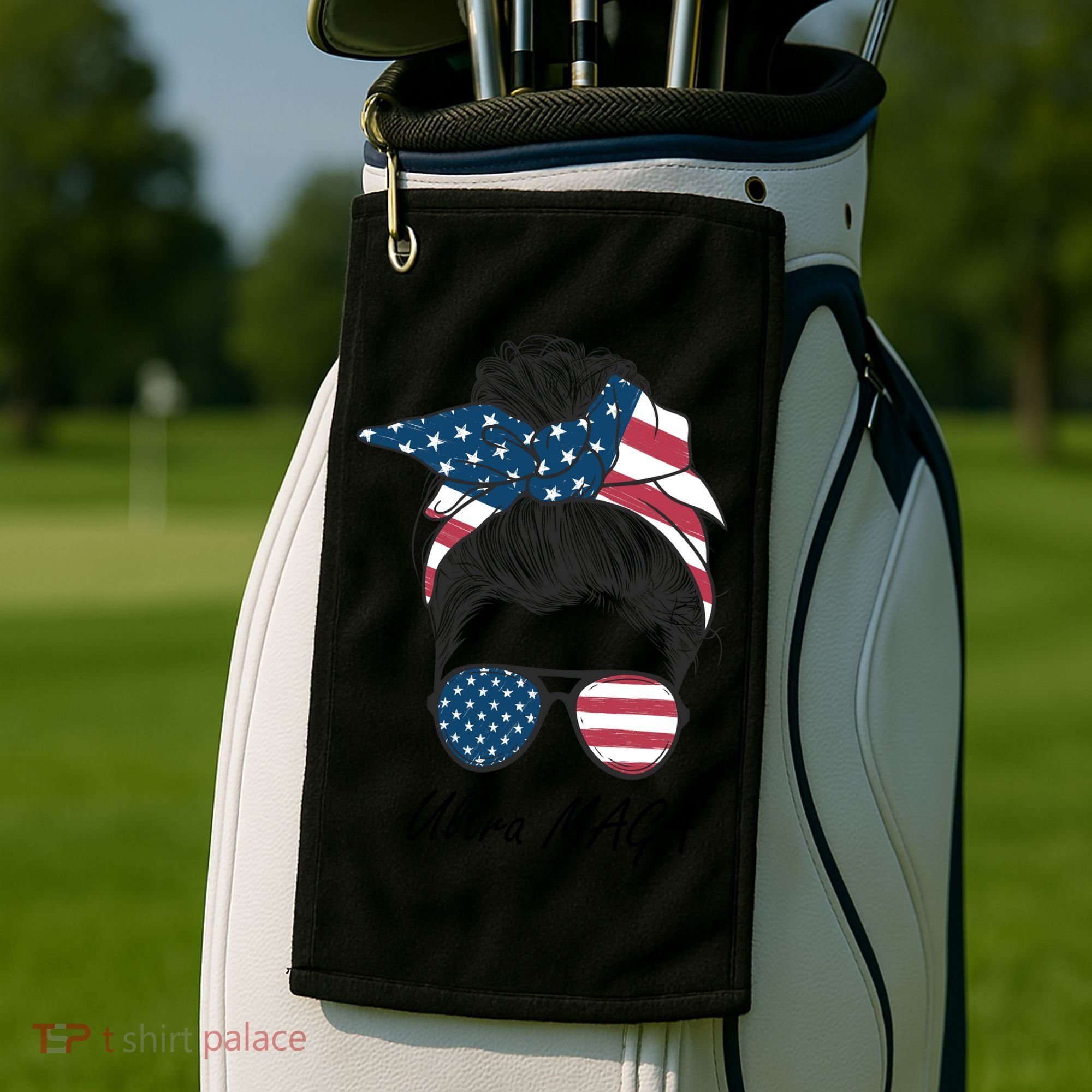 Ultra MAGA Messy Bun Parody Trump 2024 Anti Biden Golf Towel