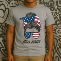Ultra MAGA Messy Bun Parody Trump 2024 Anti Biden T-Shirt thumb 3