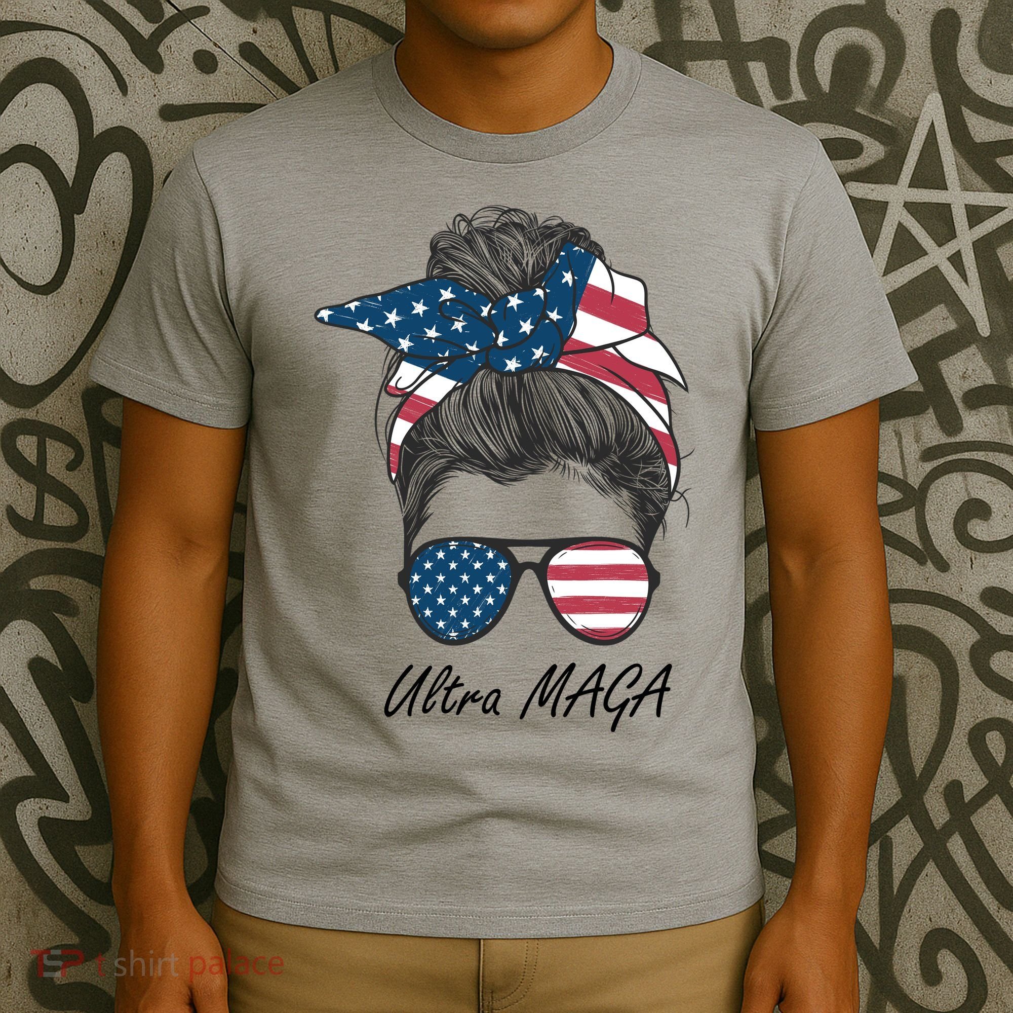 Ultra MAGA Messy Bun Parody Trump 2024 Anti Biden T-Shirt