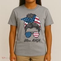 Ultra MAGA Messy Bun Parody Trump 2024 Anti Biden T-Shirt thumb 4