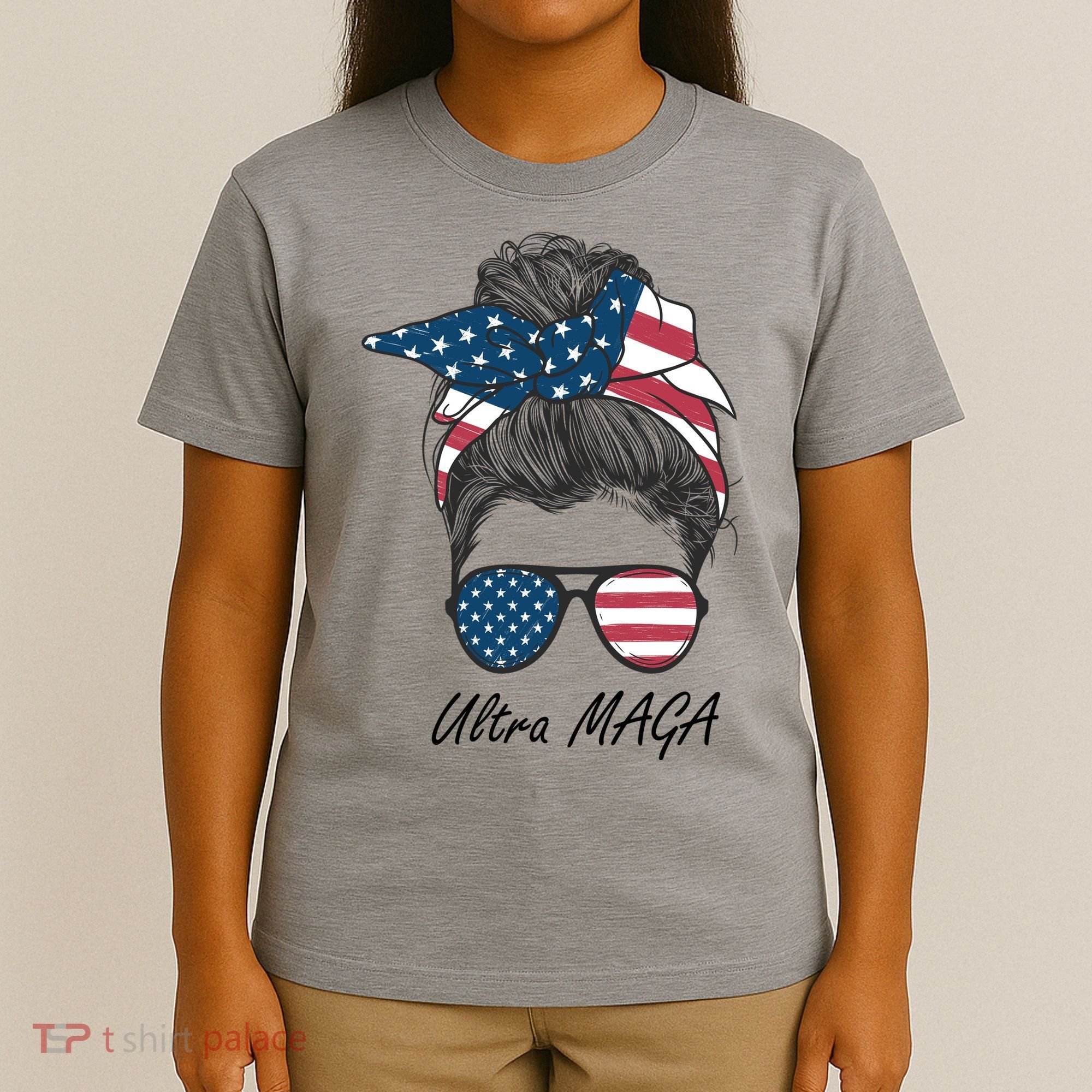Ultra MAGA Messy Bun Parody Trump 2024 Anti Biden T-Shirt