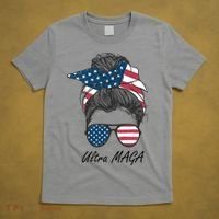 Ultra MAGA Messy Bun Parody Trump 2024 Anti Biden T-Shirt thumb 5