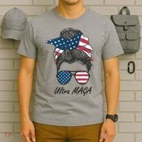 Ultra MAGA Messy Bun Parody Trump 2024 Anti Biden T-Shirt thumb 6