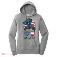 Ultra MAGA Messy Bun Parody Trump 2024 Anti Biden Women's Hoodie thumb 0