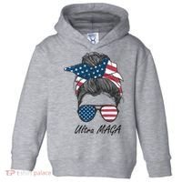 Ultra MAGA Messy Bun Parody Trump 2024 Anti Biden Toddler Hoodie thumb 0