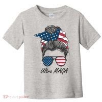 Ultra MAGA Messy Bun Parody Trump 2024 Anti Biden Toddler T-Shirt thumb 0