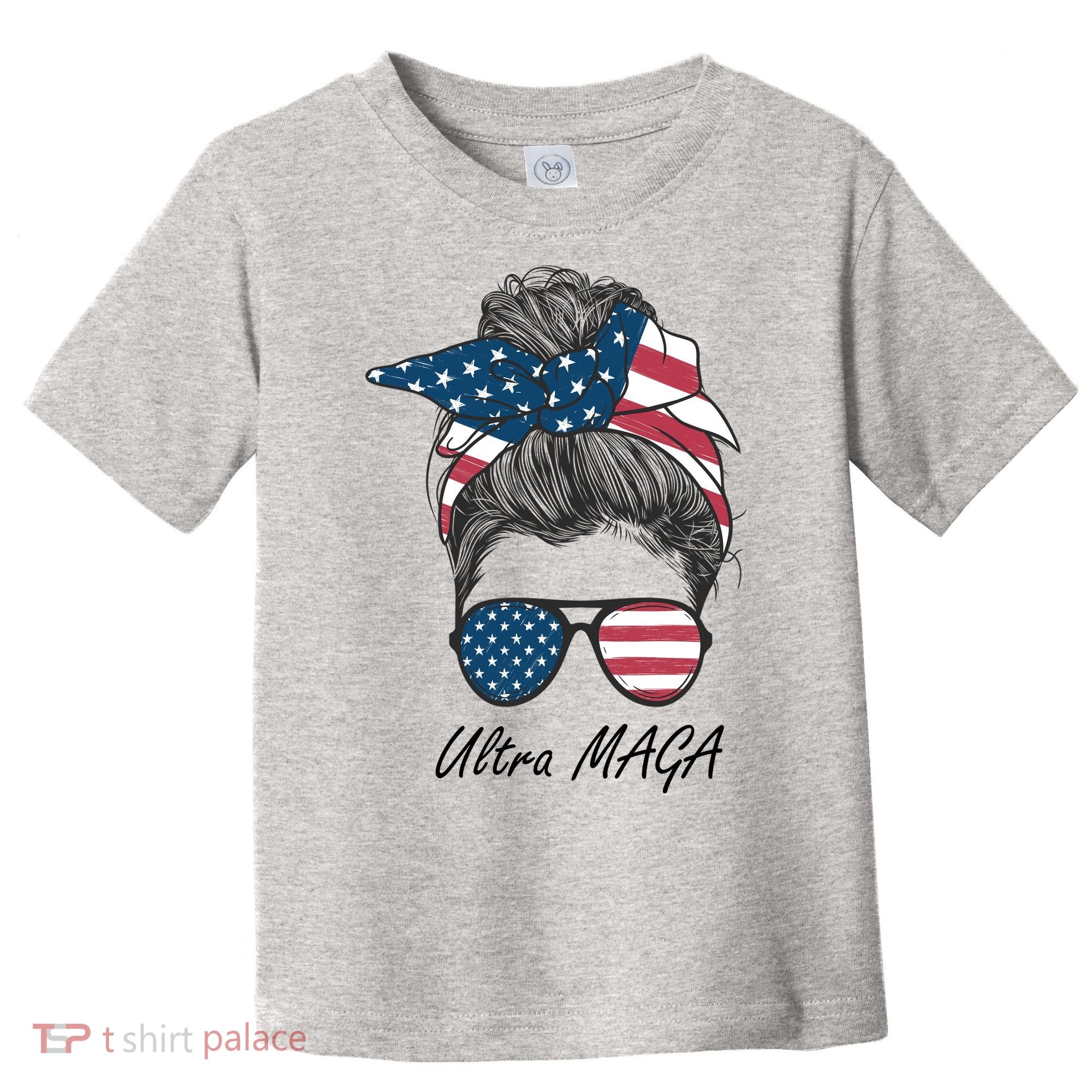 Ultra MAGA Messy Bun Parody Trump 2024 Anti Biden Toddler T-Shirt
