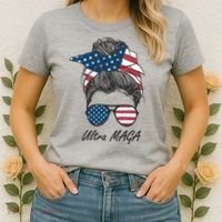 Ultra MAGA Messy Bun Parody Trump 2024 Anti Biden Women's T-Shirt thumb 2