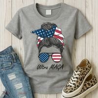Ultra MAGA Messy Bun Parody Trump 2024 Anti Biden Women's T-Shirt thumb 3
