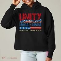 Unity Maga Maha WeVe Got A Country To Save American Flag Ladies Heavyweight Boxy Pullover Hoodie thumb 0