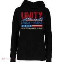 Unity Maga Maha WeVe Got A Country To Save American Flag Womens Funnel Neck Pullover Hood thumb 0