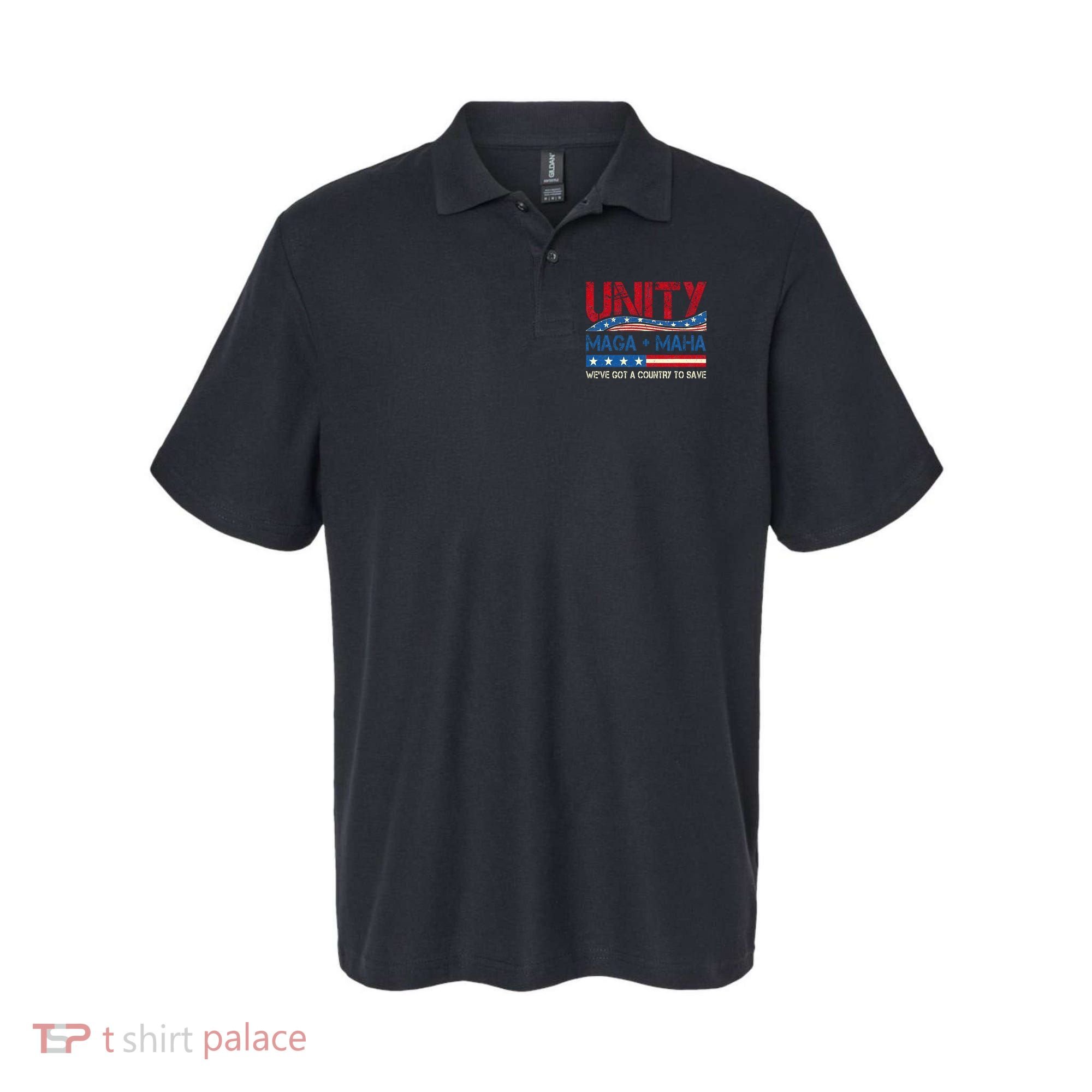 Unity Maga Maha WeVe Got A Country To Save American Flag Polo