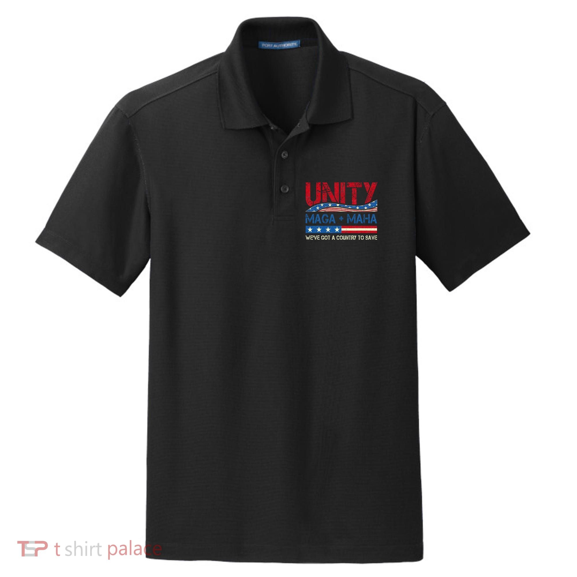 Unity Maga Maha WeVe Got A Country To Save American Flag Dry Zone Grid Polo