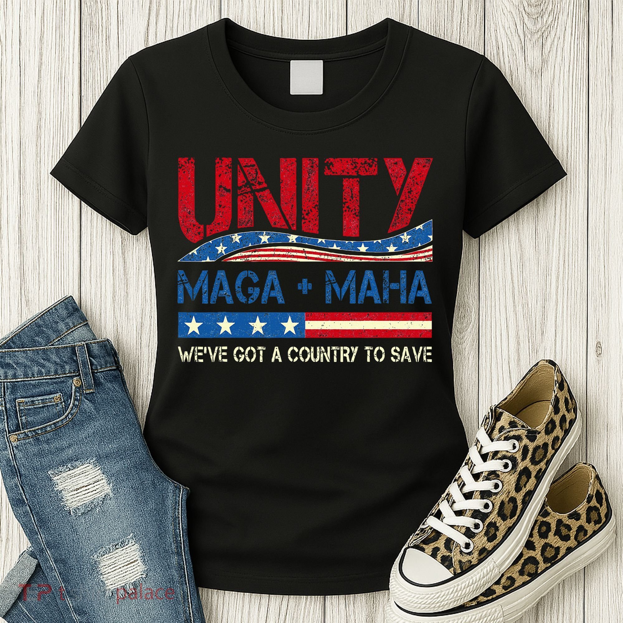 Unity Maga Maha WeVe Got A Country To Save American Flag Women's T-Shirt