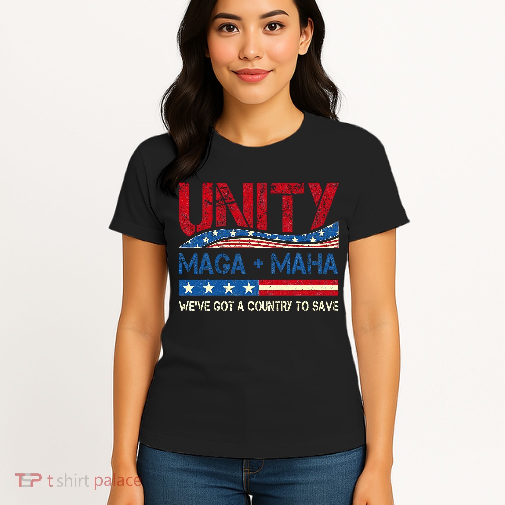 Unity Maga Maha WeVe Got A Country To Save American Flag Women's T-Shirt