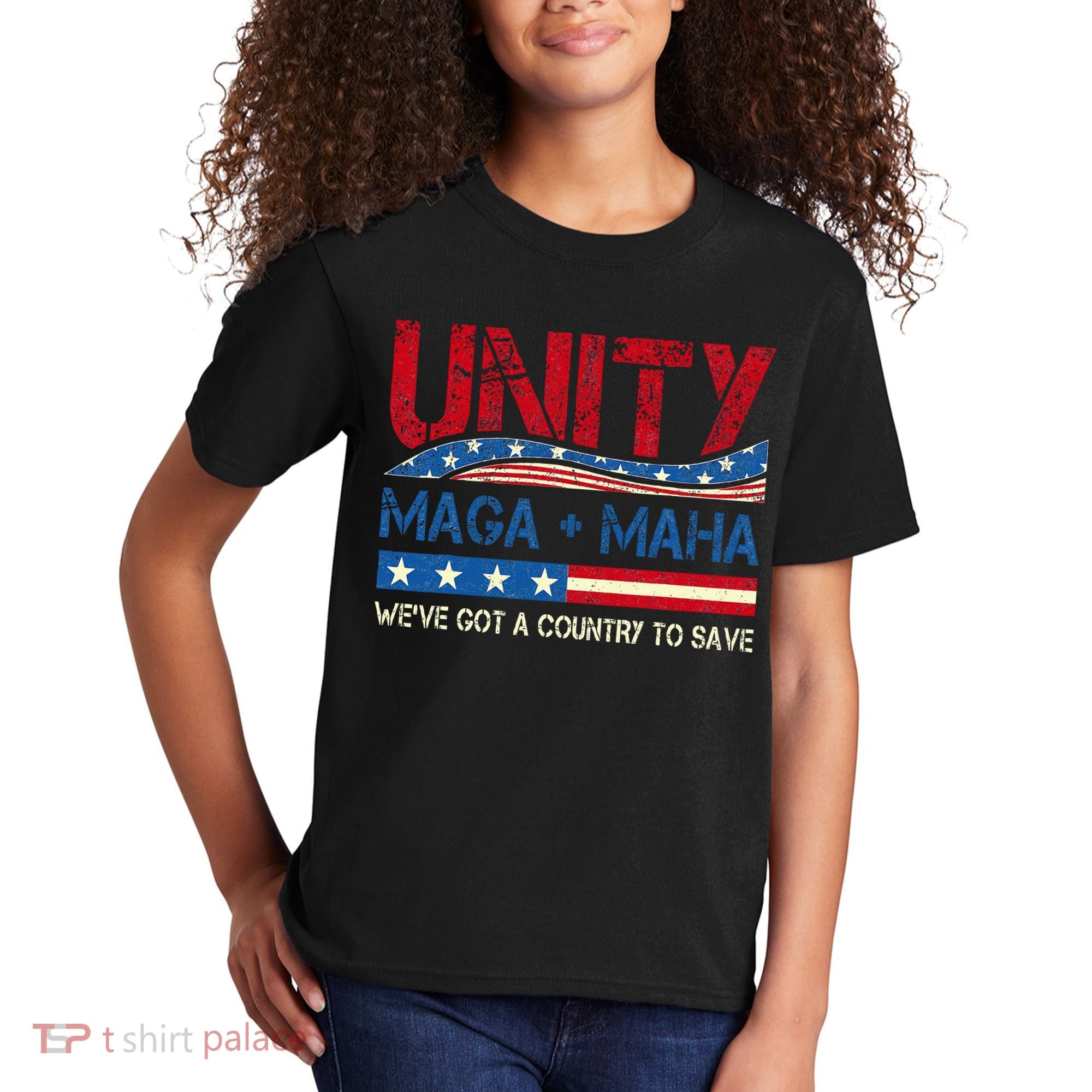 Unity Maga Maha WeVe Got A Country To Save American Flag Kids T-Shirt