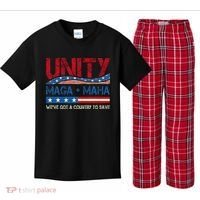 Unity Maga Maha WeVe Got A Country To Save American Flag Kids Plaid Pajama Set thumb 0