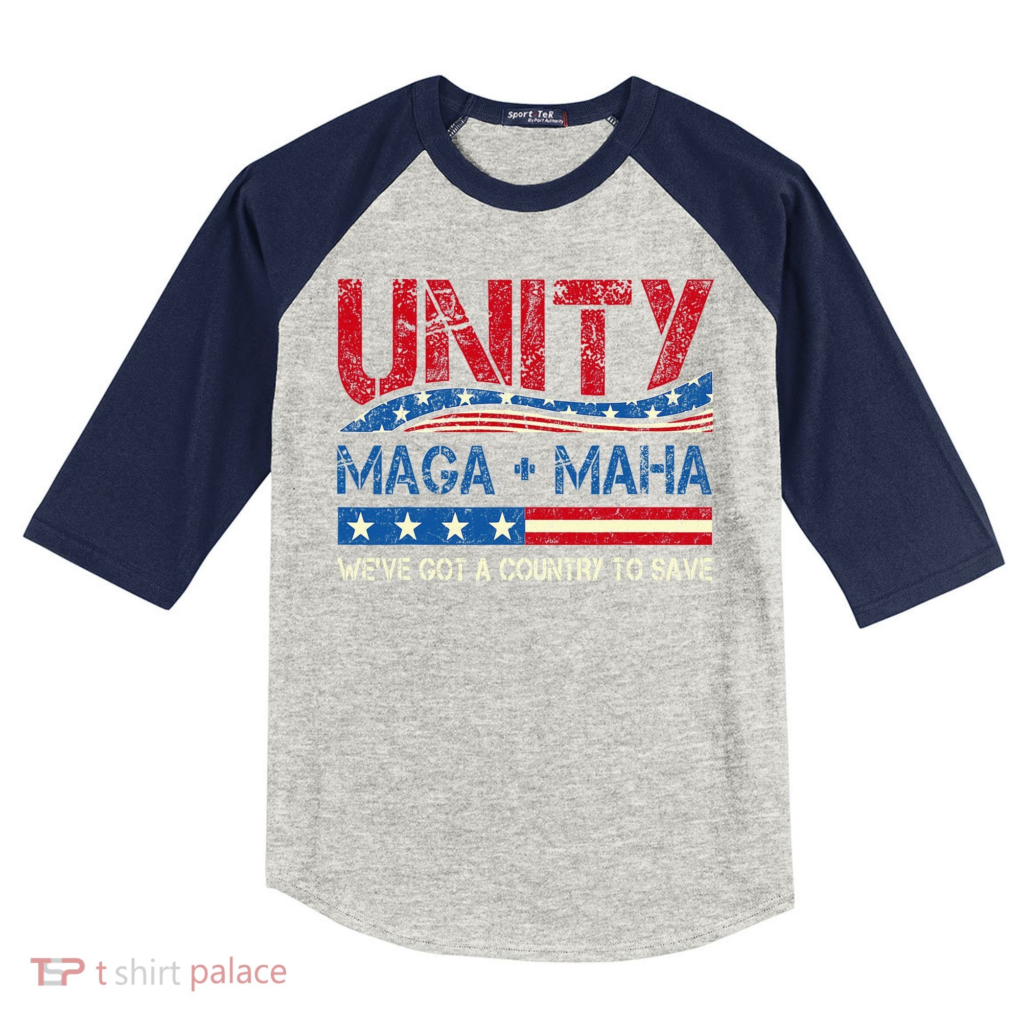 Unity Maga Maha WeVe Got A Country To Save American Flag Kids Colorblock Raglan Jersey