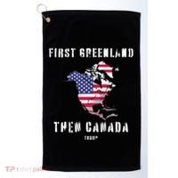 Updated Map Of America Canada And Greenland Trump Golf Towel thumb 0