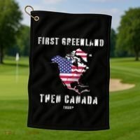 Updated Map Of America Canada And Greenland Trump Golf Towel thumb 1