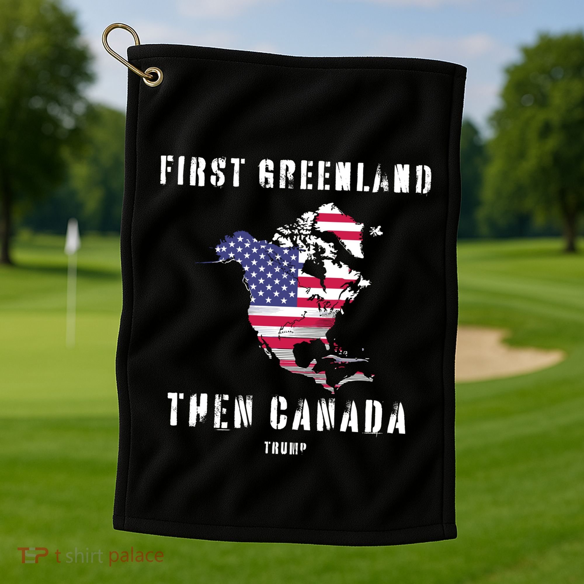 Updated Map Of America Canada And Greenland Trump Golf Towel