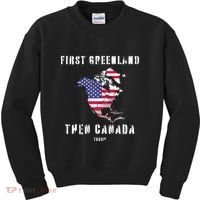 Updated Map Of America Canada And Greenland Trump Kids Sweatshirt thumb 0