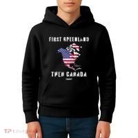 Updated Map Of America Canada And Greenland Trump Kids Hoodie thumb 4