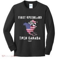 Updated Map Of America Canada And Greenland Trump Kids Long Sleeve Shirt thumb 0