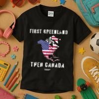 Updated Map Of America Canada And Greenland Trump Kids T-Shirt thumb 3