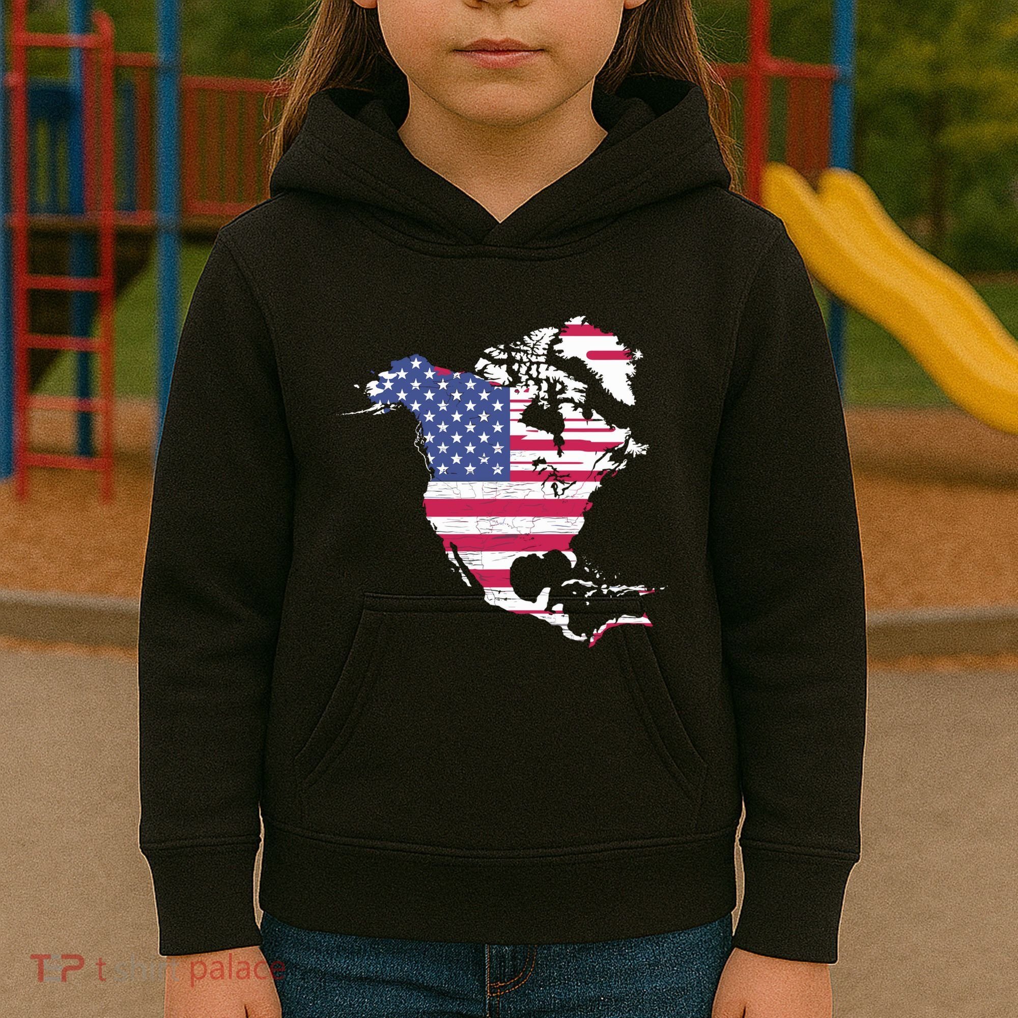 Updated Map Of America Canada And Greenland Trump Kids Hoodie