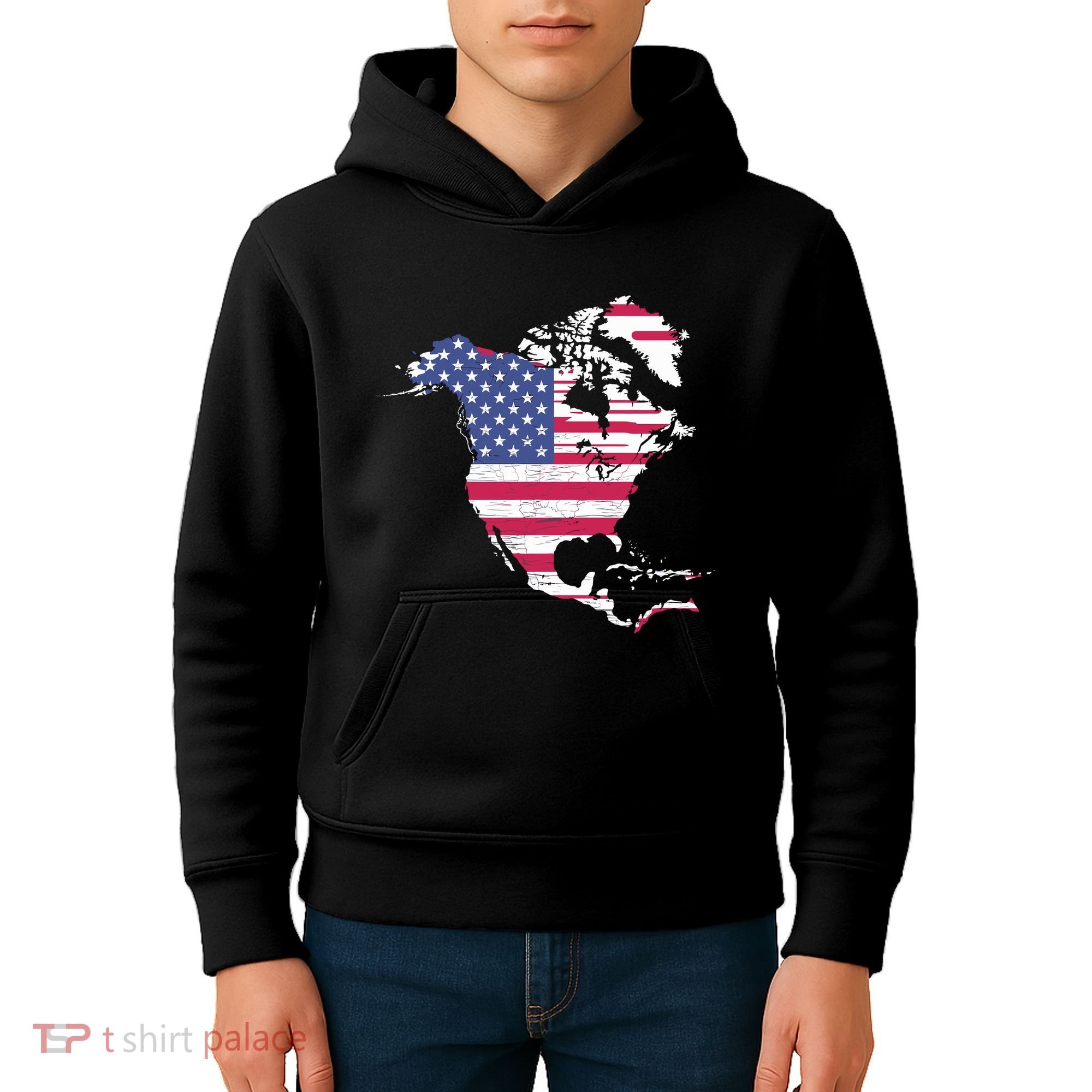 Updated Map Of America Canada And Greenland Trump Kids Hoodie