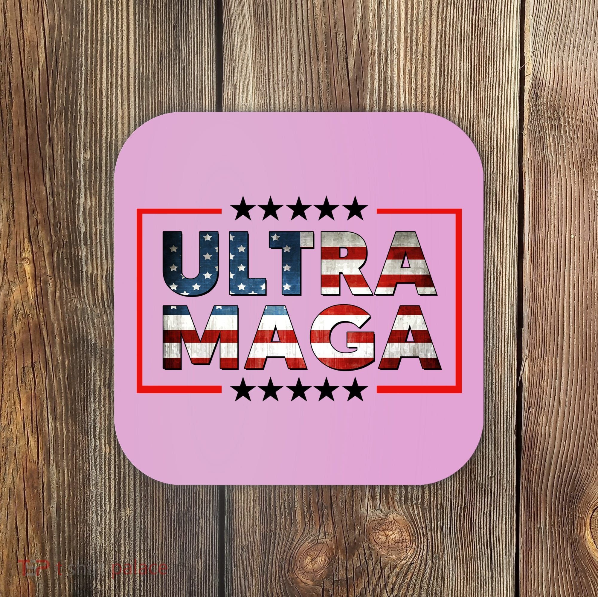 Ultra Maga Proud Patriotic American Flag Graphic UltraMaga Plus Size Shirts Coaster