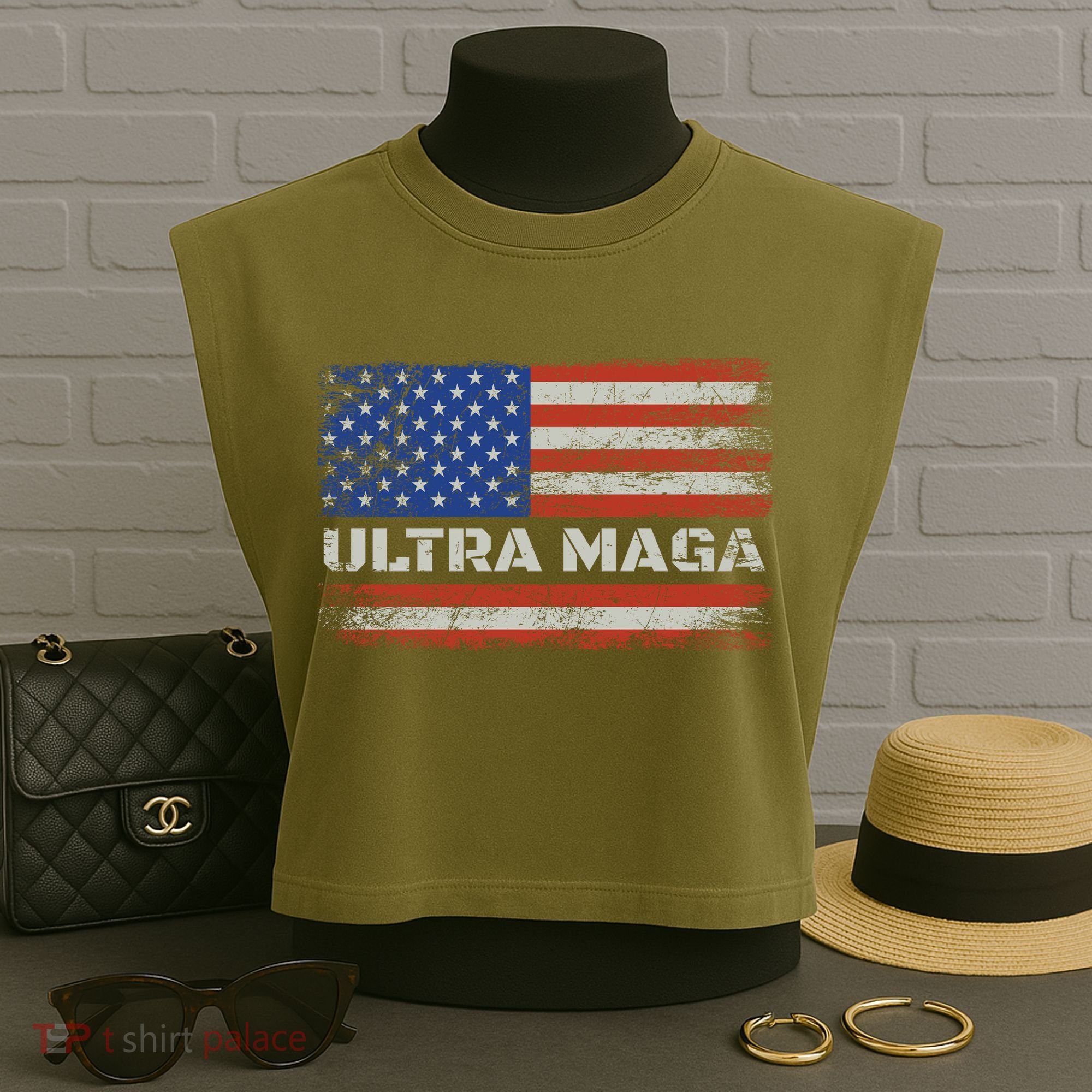 Ultra Maga Proud Ultra Maga 1 Garment-Dyed Women's Muscle Tee
